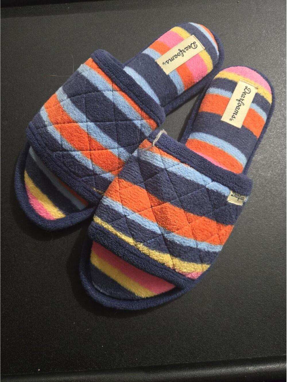 Dearfoams Striped Quilted Slide Slippers, Women's Size M (7-8)